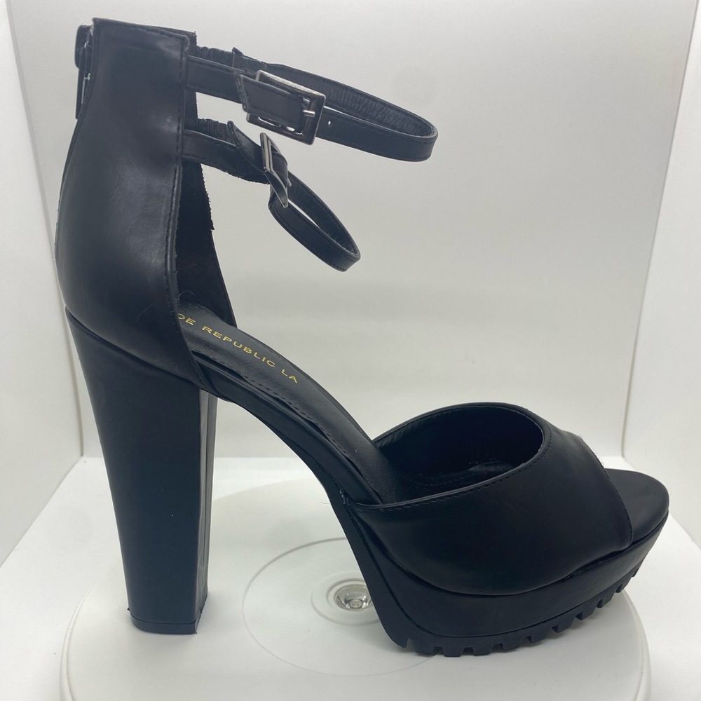Shoe Republic LA Black Double Strap Heels